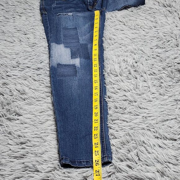 Kensie Jeans Skinny Crop Womens 4/27 4 Mid Rise Blue Distressed‎ Patchwork Denim - Picture 7 of 16